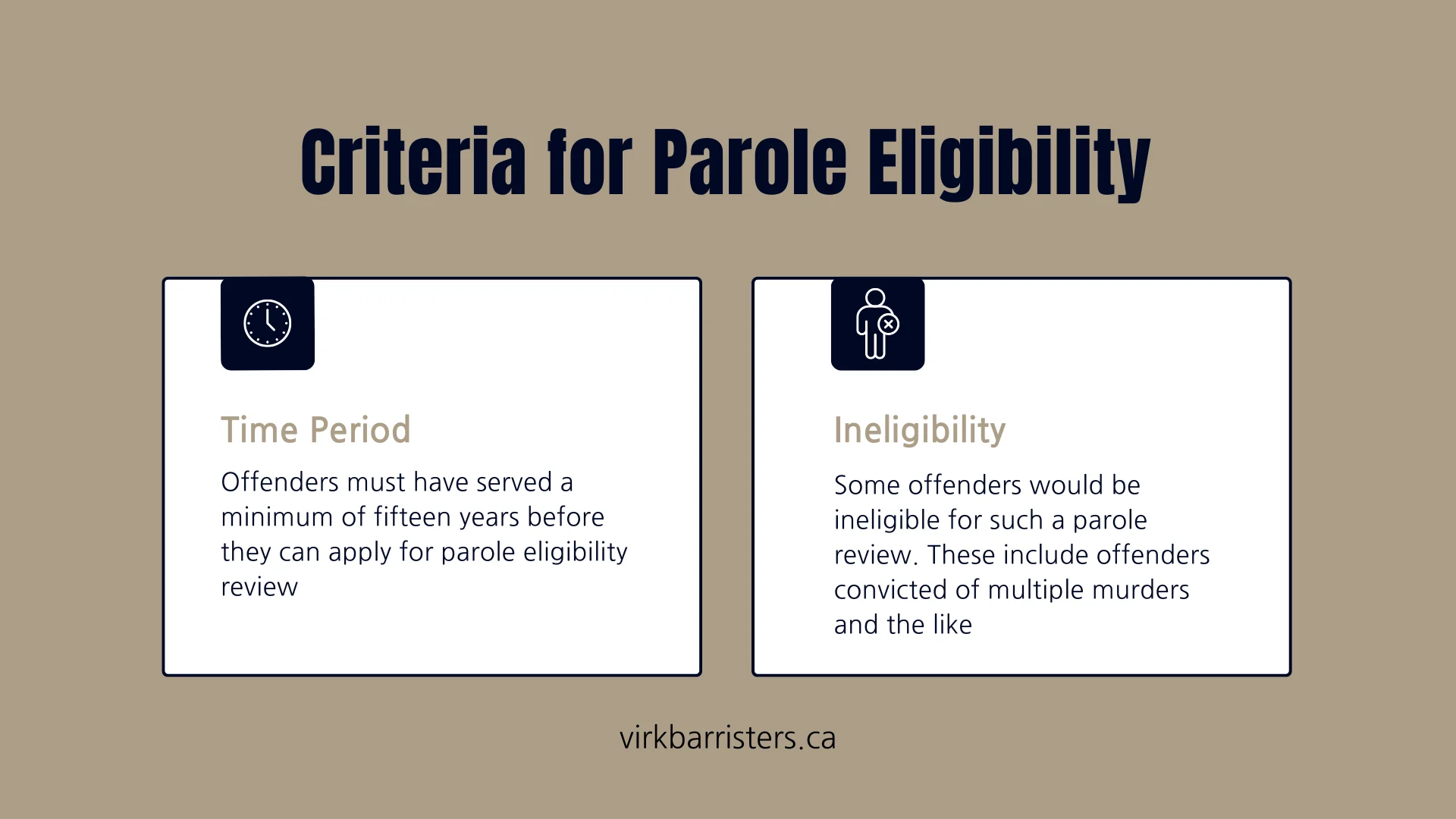 A chart explaining the criteria for parole eligibility