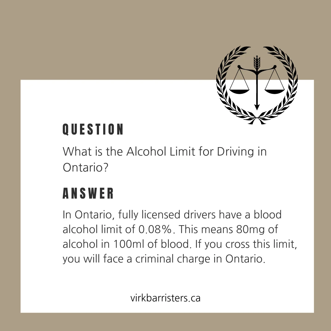 An answer post explaining the alcohol limit for driving in Ontario